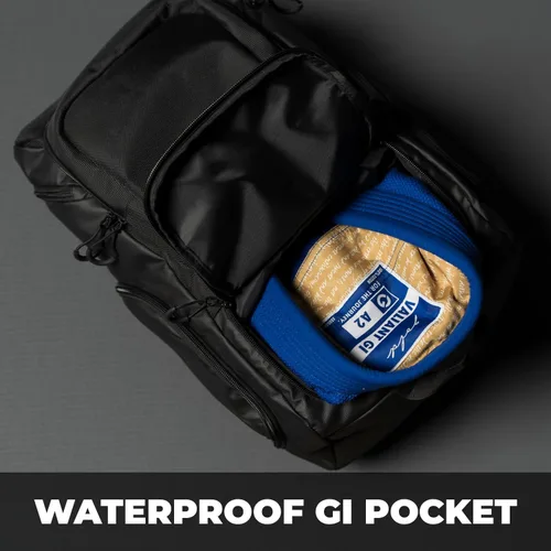 Vista 4 de Mochila dorada BJJ para Jiu Jitsu – Bolsa de deporte muy resistente con bolsillo impermeable de tejido de GI