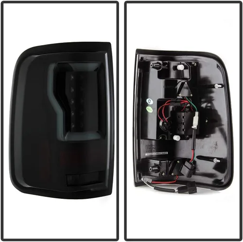 Vista 2 de ACANII - Para Ford F150 Styleside Pickup 2004-2008, carcasa negra, lente ahumada, luces traseras de tubo LED, lámparas de freno izquierda+derecha