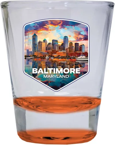 Vista 4 de Baltimore Maryland A Souvenir - Vaso de chupito redondo de 1.5 onzas, color azul, paquete de 2