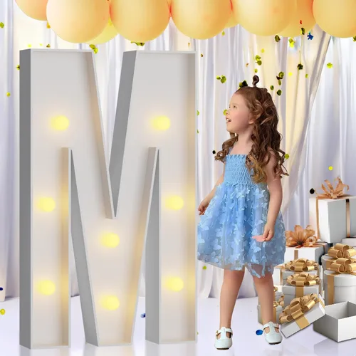 Vista 73 de IMPRSV Letras de mosaico iluminadas de marquesina, 4 pies para globos y fiestas, decoración de kit de arco