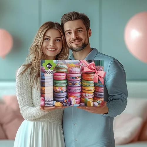 Vista 9 de Rompecabezas de 1000 piezas para adultos, rompecabezas de comida, rompecabezas de paleta de macarrón 1000 piezas, rompecabezas creativos