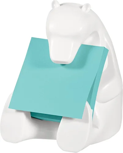 Vista 2 de Post-it Dispensador de notas Z, paquete de 2 almohadillas, 45 hojas por bloc, 2.992 in x 2.992 in, color turquesa, para una cómoda dispensación