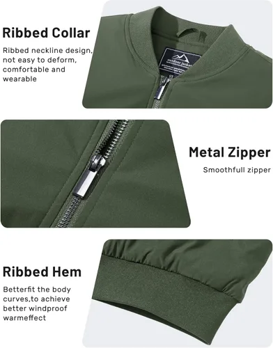 Vista 6 de TACVASEN Chaquetas bomber para hombre, chaqueta acolchada térmica, resistente al agua, abrigos de invierno cálidos