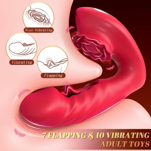Vista 2 de G Spot Vibrador con aletas para mujer, bragas vibradoras con 10 modos de vibración y aleteo, pezones de clítoris, juguetes sexuales