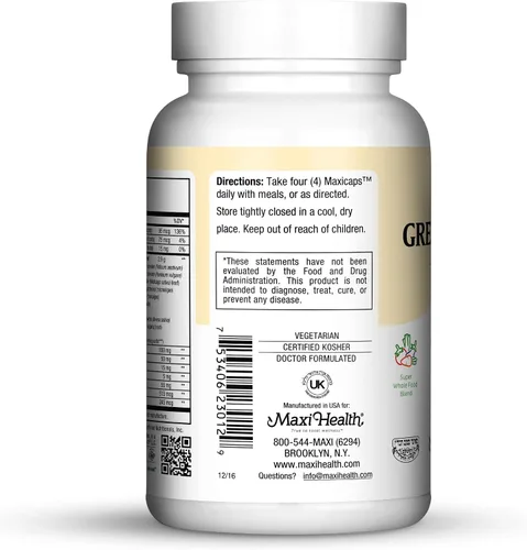Vista 5 de Maxi Health® Suplemento Super Greens (120 Cápsulas)