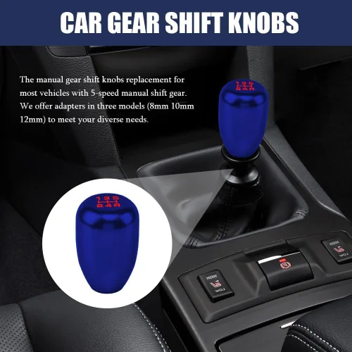Vista 3 de Zufoty Pomos de palanca de cambios para automóvil, perilla de cambio de transmisión manual, perilla de palanca de cambios de 5 velocidades con Azul