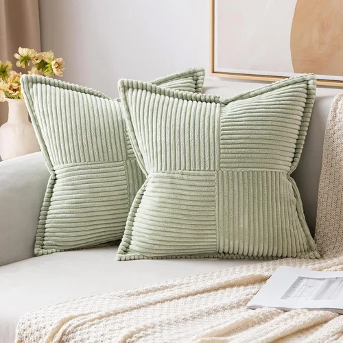 Vista 29 de MIULEE - Juego de 2 fundas de almohada beige de 12 x 12 pulgadas con entretejido, fundas de almohada a rayas bohemias supersuaves con textura