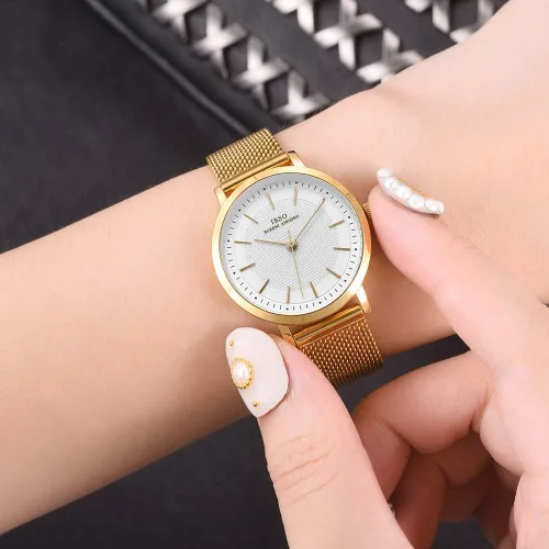 Vista 8 de Reloj de pulsera para mujer con correa de acero inoxidable de cuarzo a prueba de agua