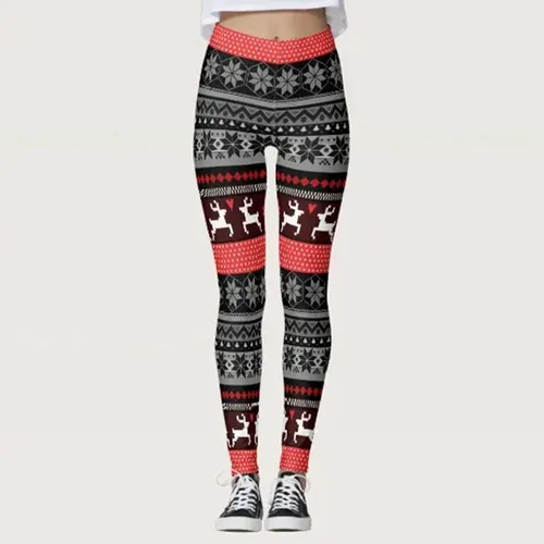 Vista 3 de Pantalones de yoga para mujer, pantalones médicos para yoga, correr, fiesta, pantalones personalizados, leggings de Navidad, muñeco de nieve
