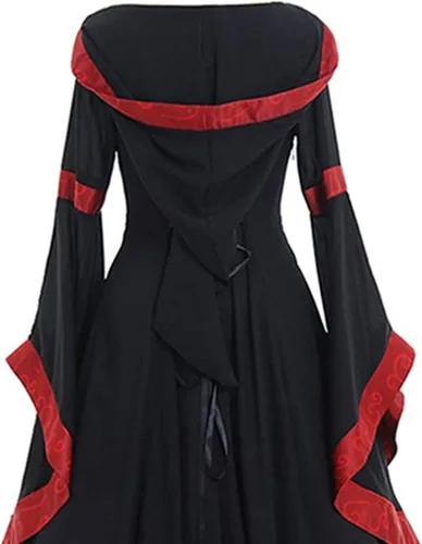 Vista 7 de Midevil - Disfraz renacentista para mujer, talla grande, vestido gótico, manga acampanada, disfraces de Halloween, vestidos de hadas Ren vintage