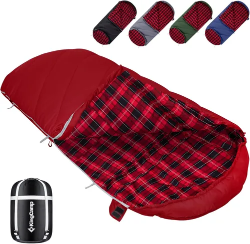 Vista 9 de KingCamp Sleeping Bag for Adults Big & Tall 100% Flannel Sleeping Bag XL Portable Waterproof Sleeping Bag for Camping Backpacking Hiking Travel