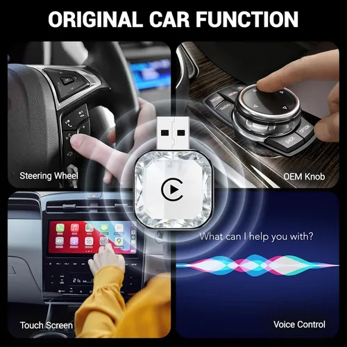 Vista 5 de Adaptador inalámbrico CarPlay Android Auto 2026, dongle inalámbrico CarPaly 2 en 1, conexión automática rápida, refrigeración ventilada, Plug and