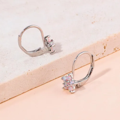 Vista 4 de CiNily Aretes colgantes de ópalo para mujeres y niñas, diseño de flores, mariposas, forma ovalada, aretes de gota con cierre de palanca, regalo