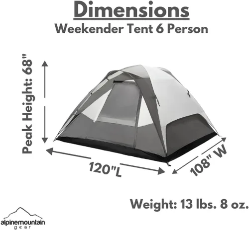 Vista 3 de Tienda de campaña familiar Weekender para 3/4/6 personas, configuración rápida, tienda de campaña para acampar y mochilero por Caddis Sports, Inc.