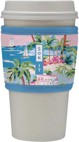 Vista 98 de Sok It HotSok Coffee & Tea - Funda de neopreno con aislamiento reutilizable (floral abstracto)