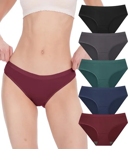 Vista 9 de BAMBOO COOL Ropa interior de bikini para mujer, bragas hipster, suaves, elásticas, transpirables, paquete de 5
