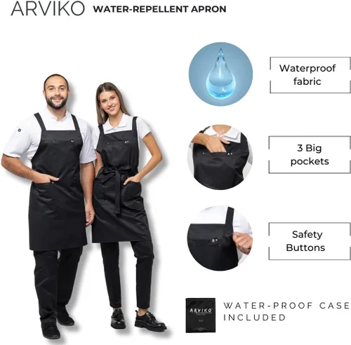 Vista 3 de Aquasafe - Delantal impermeable con espalda cruzada, unisex, talla única
