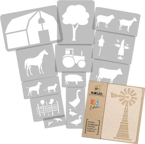 Vista 18 de NAKLEO Juego de plantillas de pintura para niños, 14 plantillas de 3.5 x 4.7 pulgadas a 9.1 x 13.4 pulgadas, plantas de otoño, plantillas de dibujo