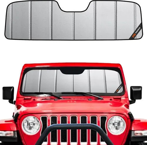 Vista 11 de Pigenius Parasol para Parabrisas para Jeep Wrangler 1997-2006 Sombrilla para Ventana Delantera - Salvaguarda Gris