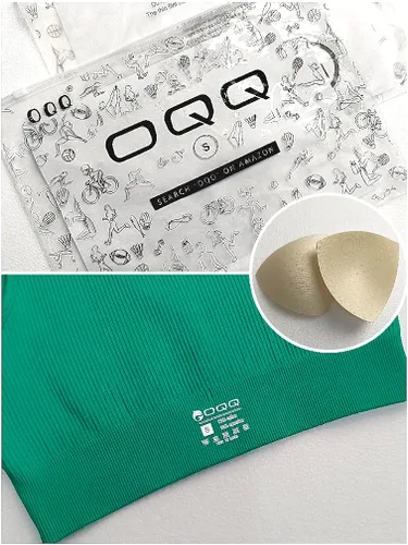 Vista 2 de OQQ Sujetador deportivo de 3 piezas para mujer, con soporte medio, sin costuras, acanalado, extraíble, para entrenamiento, yoga