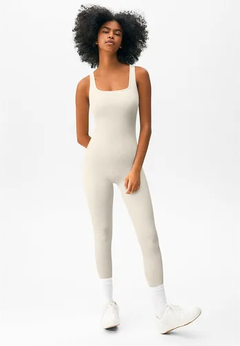 Vista 2 de GXIN Overol de yoga acanalado para mujer, sin mangas, de una pieza, para gimnasio, sin mangas, de moda