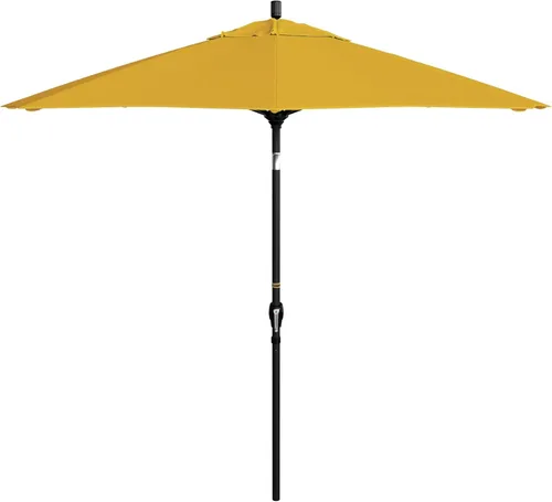Vista 11 de California Umbrella Paraguas redondo de aluminio de 9 pies, manivela elevadora, botón de inclinación, poste negro, olefina beige antiguo