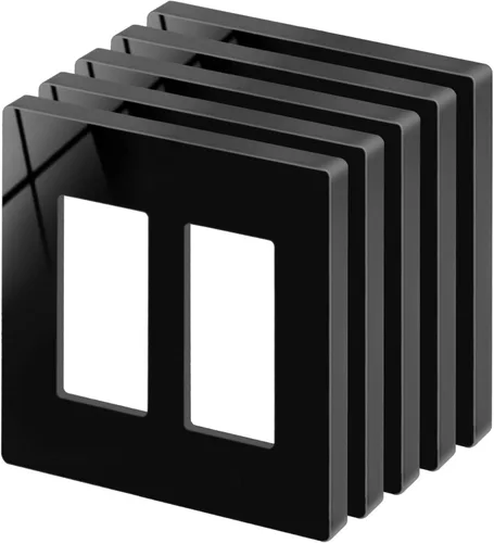 Vista 22 de BESTTEN Placa de pared sin tornillos de 5 segmentos, cubierta de enchufe decorador, placa decorativa para interruptor, serie blanca nieve brillante