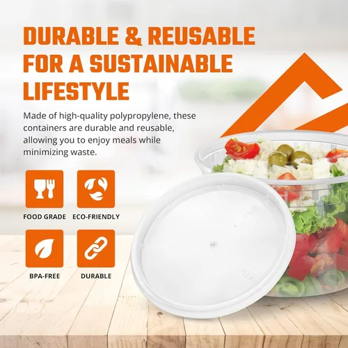 Vista 5 de SQUATZ 50 recipientes de alimentos para microondas – Caja translúcida de 16 onzas con tapas, ideal para almacenar sopas, condimentos, salsas