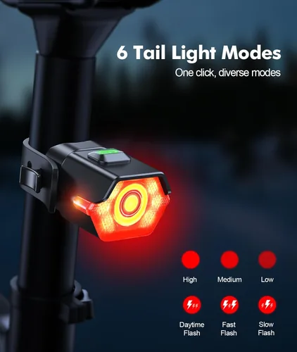 Vista 4 de Zewdov High Lumen Super Bright Bike Lights for Night Riding, Adjustable Modes Bicycle Lights Front and Rear, Rechargeable & IP65 Waterproof Bike