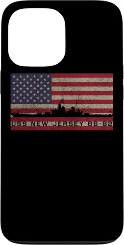 Vista 22 de Funda para iPhone 12 Pro Max USS New Jersey BB-62 WW2 de la bandera estadounidense de EE.UU.