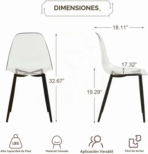 Vista 3 de Juego de mesa de comedor de cristal redondo transparente para 4, juego de mesa de cocina circular de 5 piezas, juego de mesa de comedor circular