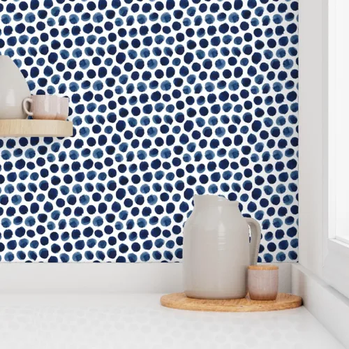 Vista 8 de Spoonflower Watercolor Polka Pre-Pasted Removable Wallpaper Sample 12" x 24" Circles Boho Nursery Abstract Kitchen Self-adhesive, removable