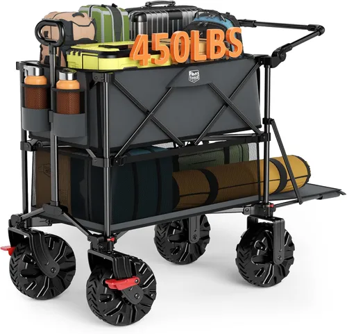 Vista 15 de TIMBER RIDGE Carro plegable de dos pisos de 400L con frenos, 54" extra Negro