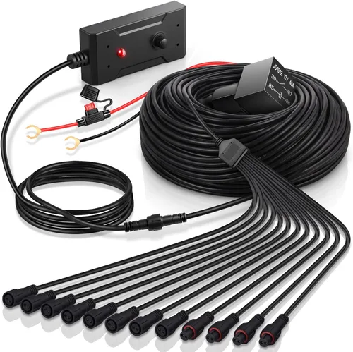 Vista 9 de LEDMIRCY Cable de Extensión para Luces LED de Roca Cable de Alambre de 2 Pines Impermeable 2PCS 5ft 22AWG con Conectores Macho a Hembra Tuerca