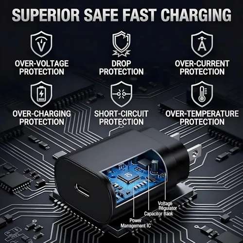 Vista 4 de Galaxy S25 S24 - Bloque de carga USB C de 25 W PD, cargador súper rápido, adaptador de enchufe de pared tipo C, carga rápida para Samsung Galaxy