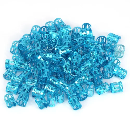 Vista 8 de 100 piezas de cuentas trenzadas de metal, nuevas cuentas de rastas coloridas, anillos trenzados para el cabello, clips para cerraduras de temor