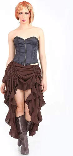 Vista 3 de ThePirateDressing - Disfraz para cosplay estilo victoriano Steampunk para mujer, falda de corte asimétrico con frente alto y largo atrás, C1367