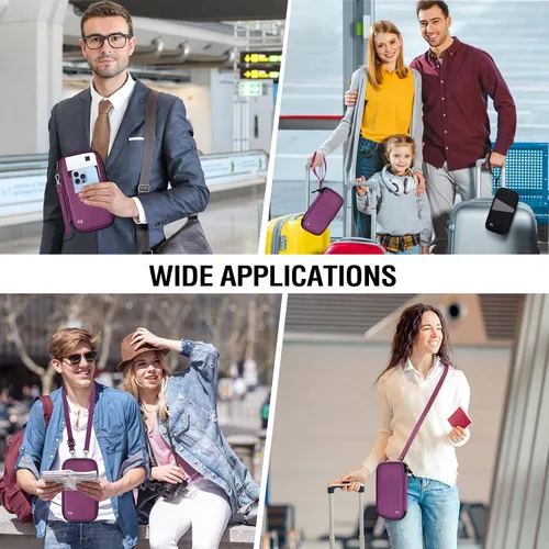 Vista 6 de BKNOOU Soporte para pasaporte familiar con bloqueo Rfid, organizador de documentos de viaje, cartera de pasaporte de viaje, impermeable, soporte