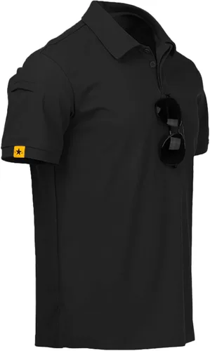 Vista 2 de SWISSWELL Polo de manga corta para hombre polo de golf casual atlético de secado rápido para correr tenis senderismo Bandera negra