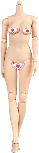 Vista 11 de Cuerpo de figura femenina a escala 1/6, piel pálida femenina busto grande medio sin costuras figura de acción flexible colección de muñecas