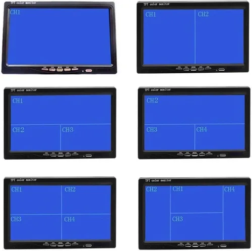 Vista 2 de Hikity Monitor de cámara de respaldo de vehículo de 7 pulgadas, pantalla LCD HD dividida cuádruple, monitor de automóvil para SUV, furgoneta, RV