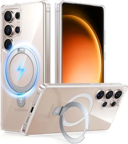 Vista 15 de TORRAS Funda magnética de albaricoque pálido para Galaxy S25 Ultra [compatible con Magsafe] soporte de anillo, a prueba de golpes, translúcida