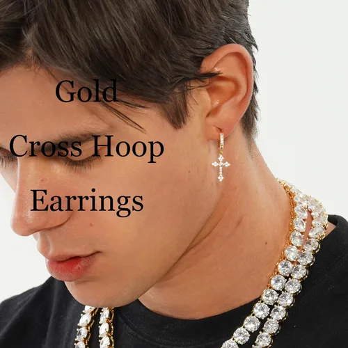 Vista 4 de JINAO Aretes colgantes chapados en oro de 14 quilates con circonita cúbica 5A+, hipoalergénicos, de plata de ley, para hombres y mujeres