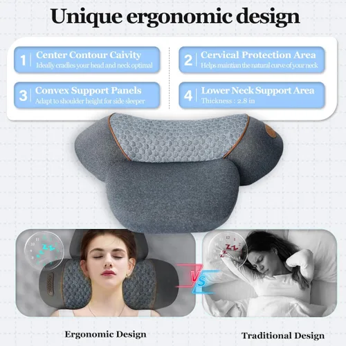 Vista 5 de Almohada de tracción cervical 3 en 1 para masaje, calentamiento, vibración, elevación de airbag, masaje automático, almohada de tracción cervical