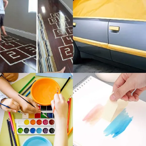 Vista 7 de ADHES - Cinta adhesiva amarilla para pintores, 0.7 pulgadas x 55 yardas x 6 rollos, cinta segura para pared sin residuos para pintura de pared
