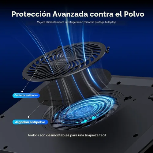 Vista 3 de llano Enfriador de laptop para videojuegos, soporte de almohadilla de refrigeración para laptop V12 con ventilador de 5.5 pulgadas, enfriamiento