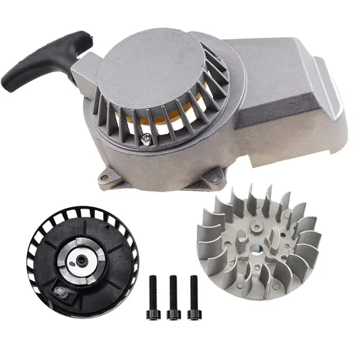 Vista 8 de GOOFIT Arrancador de retroceso de aluminio con volante y tornillos para 2 tiempos 47cc 49cc Pocket Bike Mini Bike Dirt Bike Scooter ATV Quad