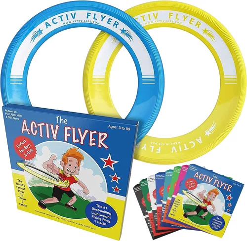 Vista 9 de Activ Life Kid’s Flying Rings (2 Pack) They Fly Straight & Don’t Hurt, 80% Lighter Than Standard Rings - Replace Screen Time with Healthy Family Fun
