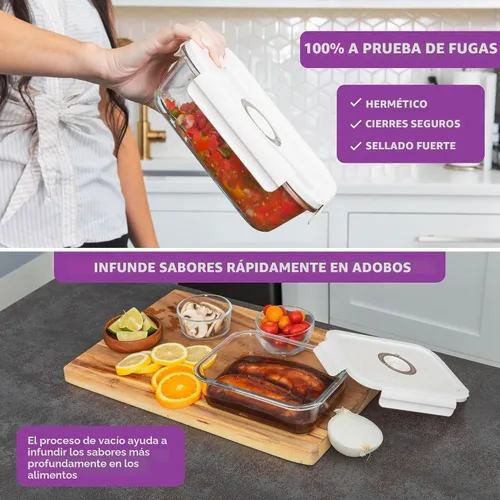 Vista 8 de HOLDN' STORAGE - Recipientes de almacenamiento de alimentos con sellado al vacío, juego de 4 Glass Containers, One Electronic Pump, Keep Food