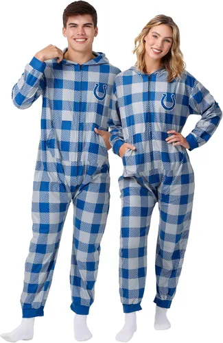 Vista 27 de FOCO Unisex NFL Team Logo Pajamas One Piece Onesie Patrón feo navideño